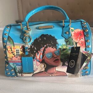 Blue Artistic Satchel Bag